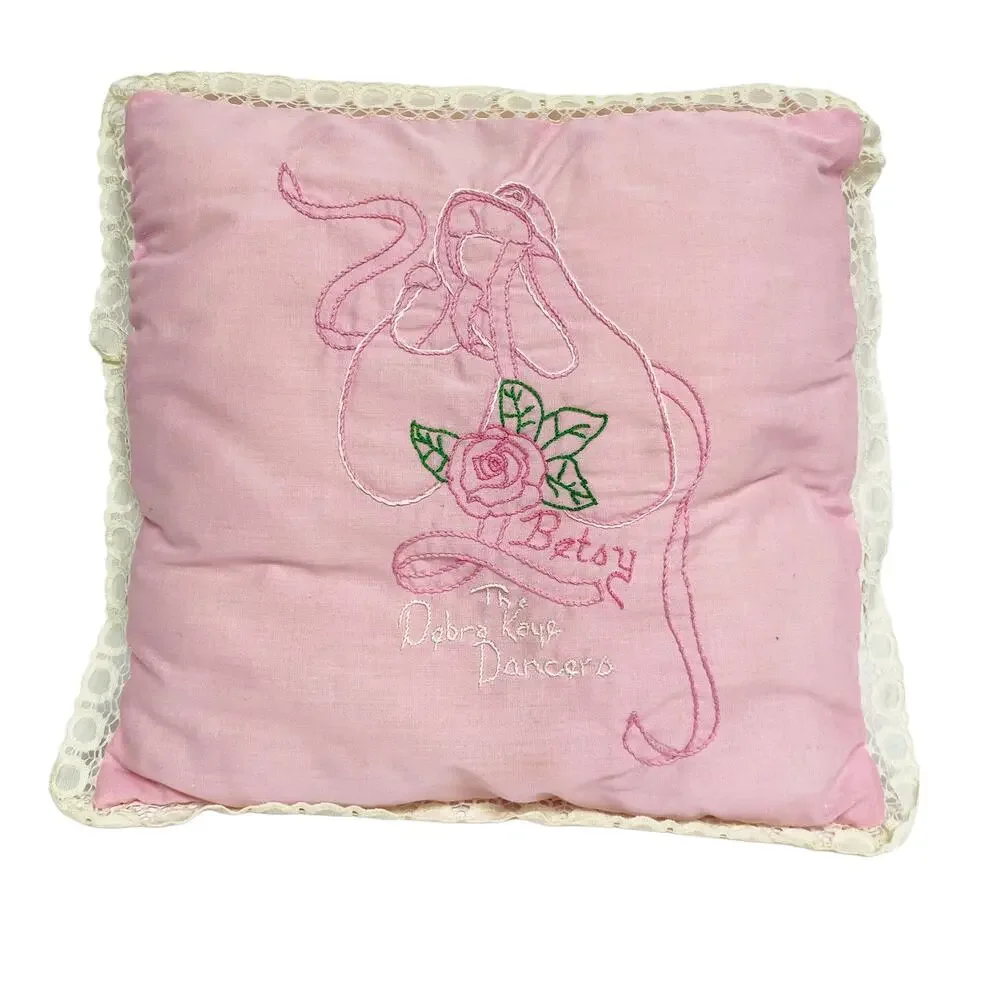 Vintage TheDebra Kaye Dancers Betsy Hand Embroidered Lace Trim Decorative Pillow